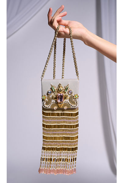 Silver metal ornamented bag