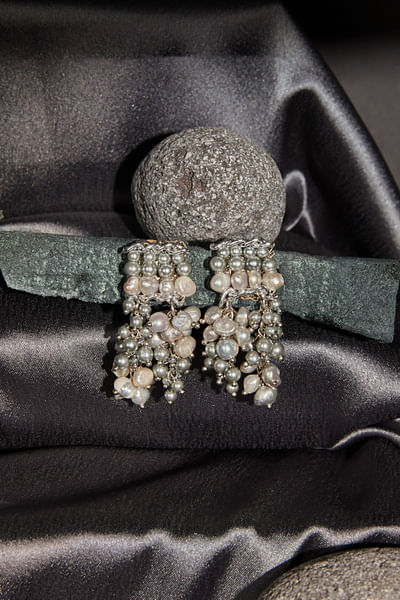 Silver pearl earrings