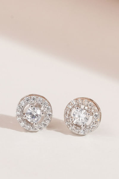 Silver round zirconia embellished studs
