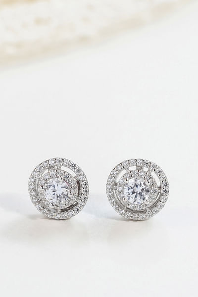 Silver round zirconia studs