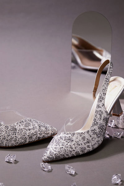 Silver shimmery heels