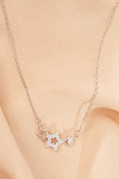 Silver star cubic zirconia necklace