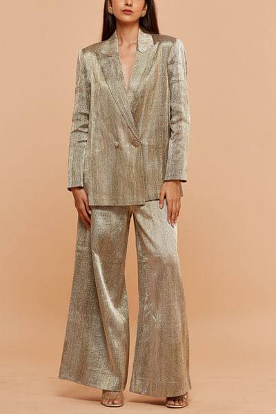 Silver thread work oversized blazer set