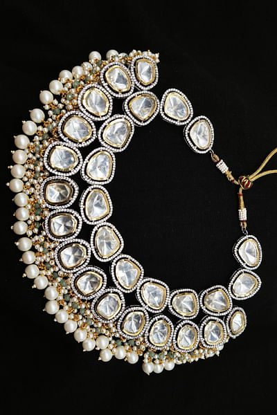 Silver uncut American diamond necklace 
