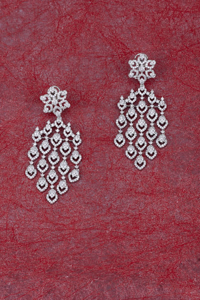 Silver zircon embellished danglers
