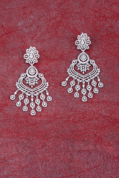 Silver zircon studded danglers