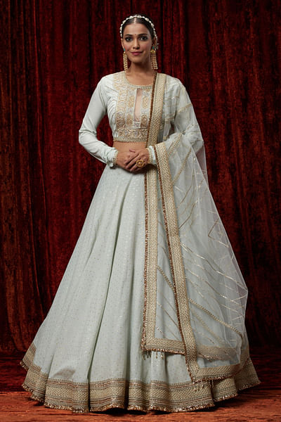 Sky blue gota embroidered lehenga set