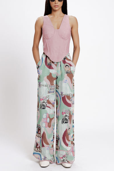 Soft brick pink cotton corset