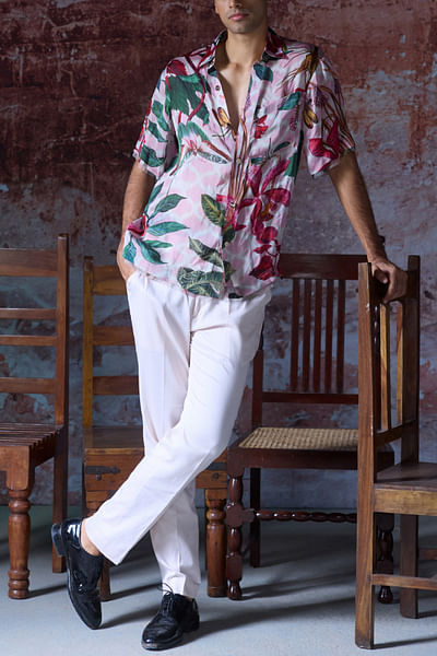 Soft pink floral printed shirt