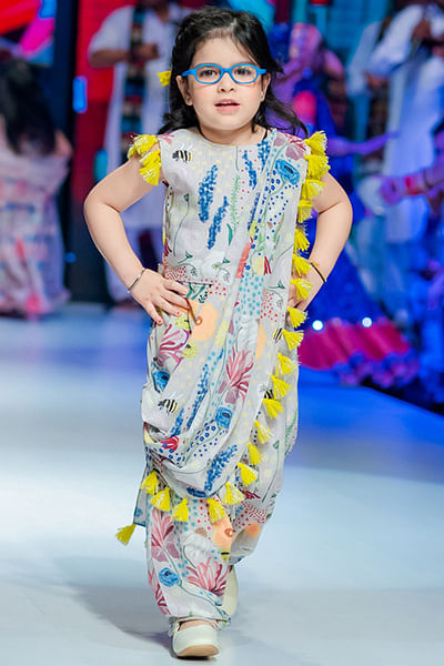 Stone floral and bee printed draped co-ords