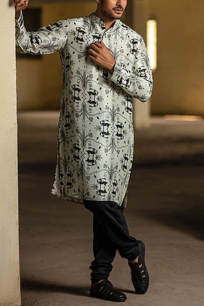 Stone hare and floral printed kurta set