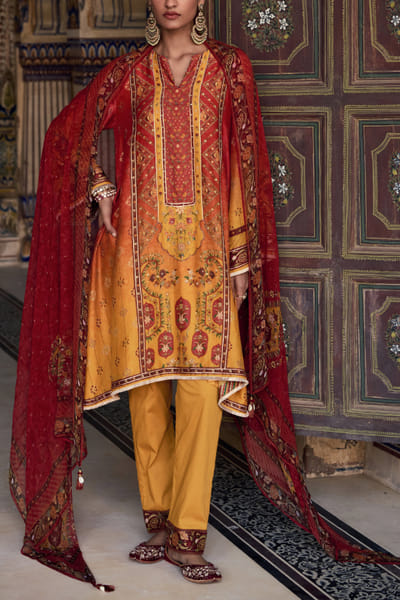 Sunset orange kurta set