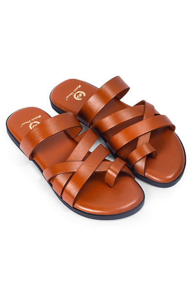 Tan strappy slippers