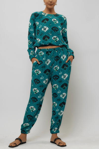 Teal blue safari printed co-ords