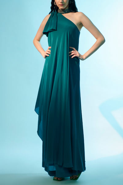 Teal green asymmetrical co-ords