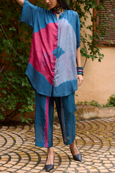 Teal tie-dye tunic set