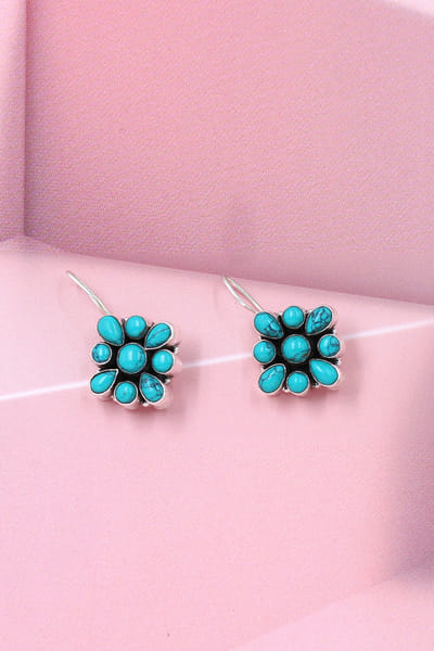 Turquoise and silver embellished earrings
