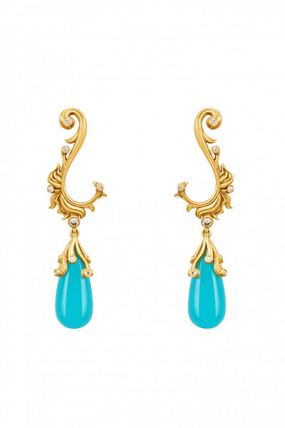 Turquoise crystal dangler earrings