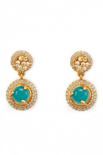 Turquoise crystal floral earrings