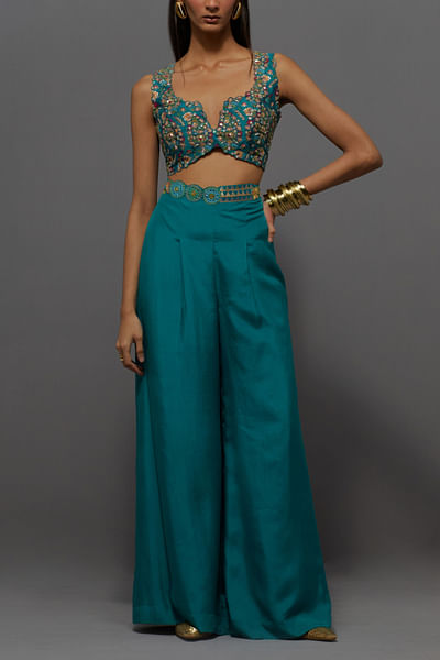 Turquoise embroidered co-ords