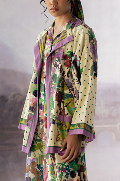 Vanilla kitchen garden block printed jacket