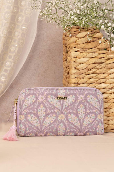 Violet embroidered wallet