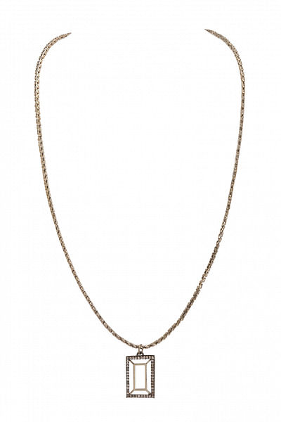 White and gold cubic zirconia pendant necklace