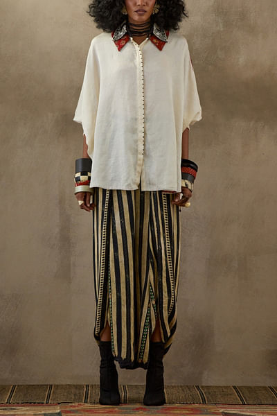 White crushed silk shirt