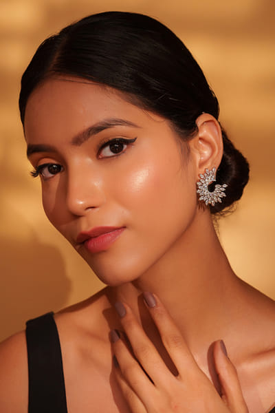 White diamond encrusted earrings