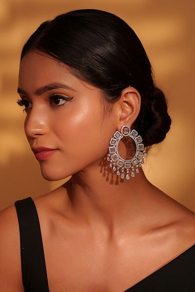 White diamond hoop earrings