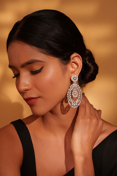 White diamond studded earrings