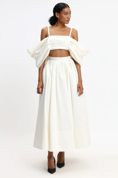 White draped crop top