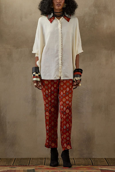 White embroidered shirt