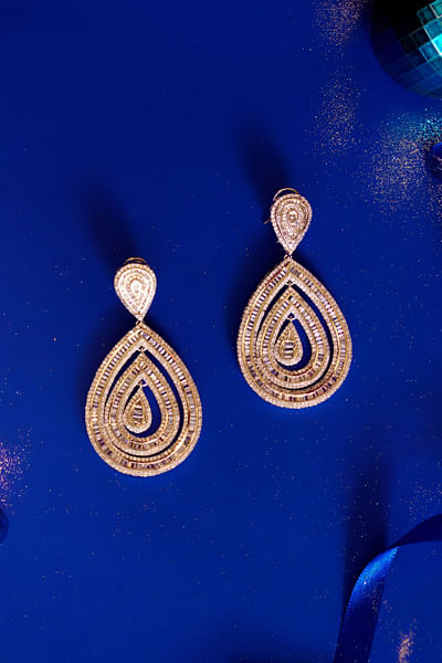 White faux diamond dangler earrings