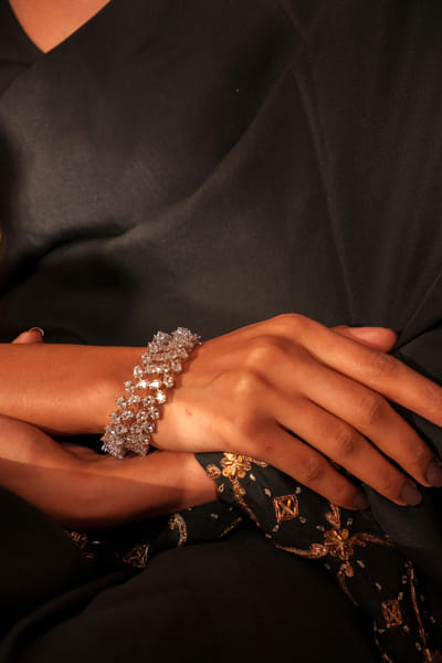 White faux diamond embellished kada bangles