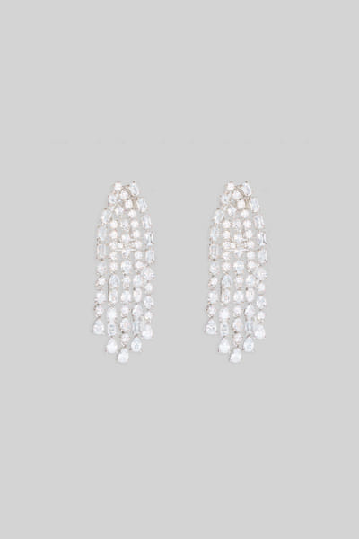 Zevar By Geeta White finish American diamond danglers ZEVSEP24D132