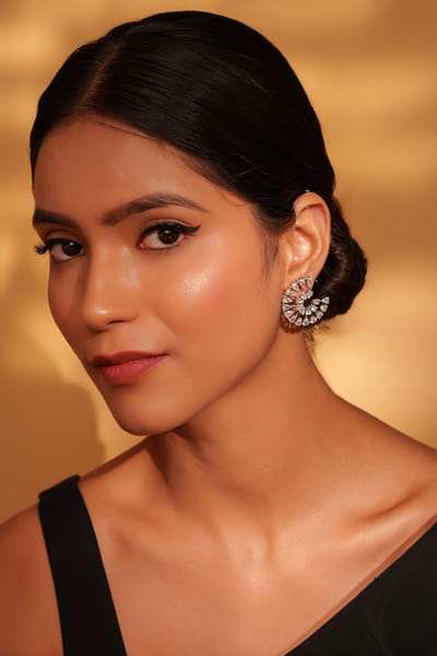 White finish diamond embellished earrings