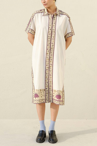White floral hand painted dress