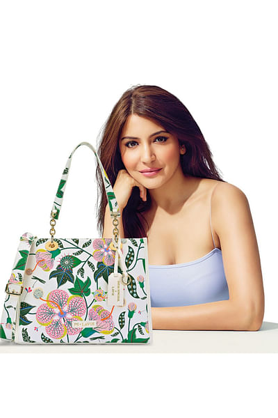 White floral printed tote bag
