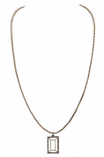 White gold cubic zirconia pendant necklace