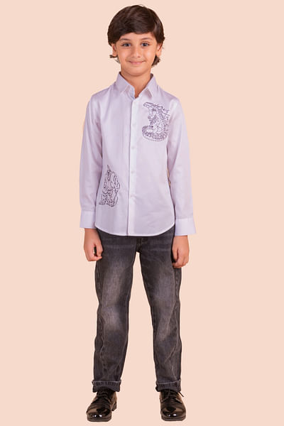White gorilla embroidered shirt