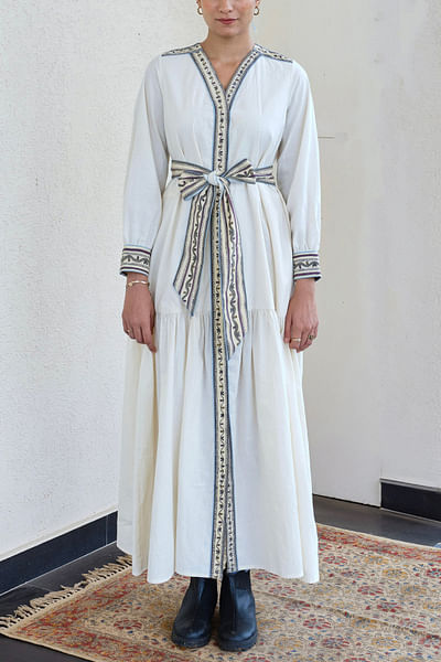 White hand painted dress