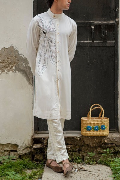 White handpainted kurta