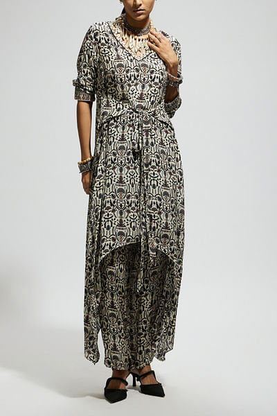 White jaal printed tunic set