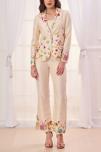 Off-White kalamkari embroidery blazer set