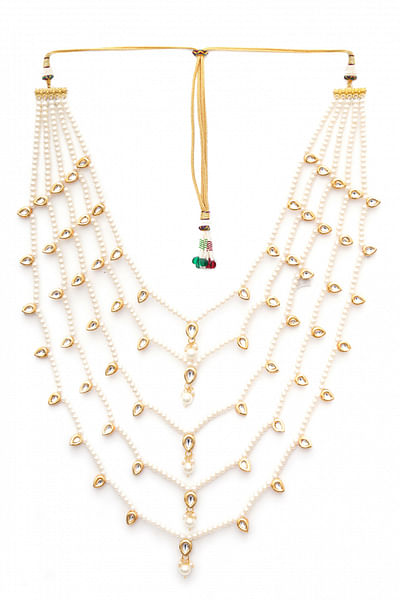 White kundan and pearl layered necklace