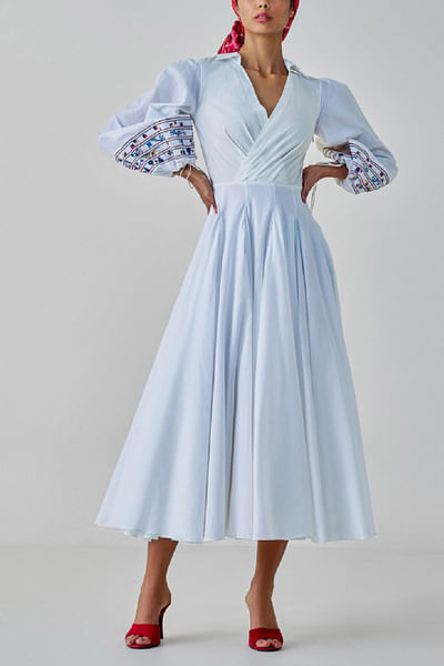 White mirror embroidered dress