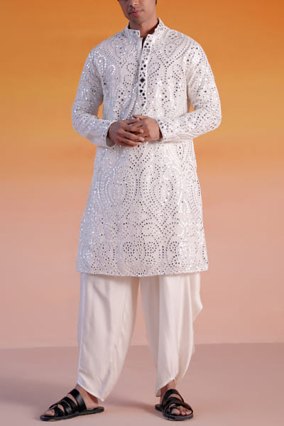 Twenty Nine White mirror embroidery kurta set TWNMAR24D106
