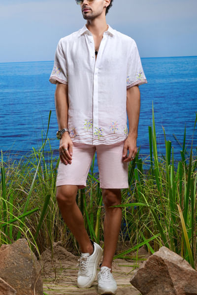 White palm embroidered shirt
