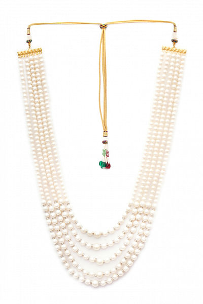 White pearl and crystal layered necklace